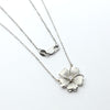 DIAMOND FLOWER PENDANT NECKLACE 14K WHITE GOLD AND 14K WHITE GOLD CHAIN
