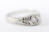 ANTIQUE ART DECO FILIGREE ENGAGEMENT RING DIAMOND 14K WHITE GOLD 1930's