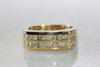 TWO ROW CHANNEL SET DIAMOND RING 14k YELLOW GOLD MENS BAND 1.10Ct