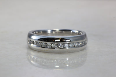 14k WHITE GOLD MENS BAND SOLID CHANNEL SET DIAMOND RING 7MM