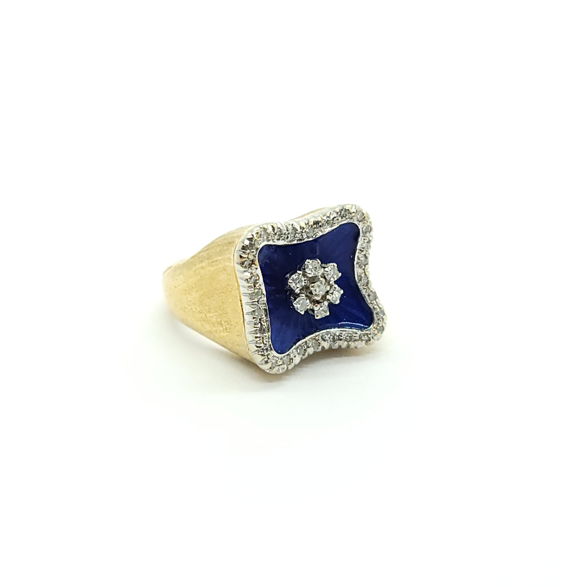 ANTIQUE VICTORIAN EDWARDIAN ENAMEL DIAMOND RING 18k YELLOW GOLD