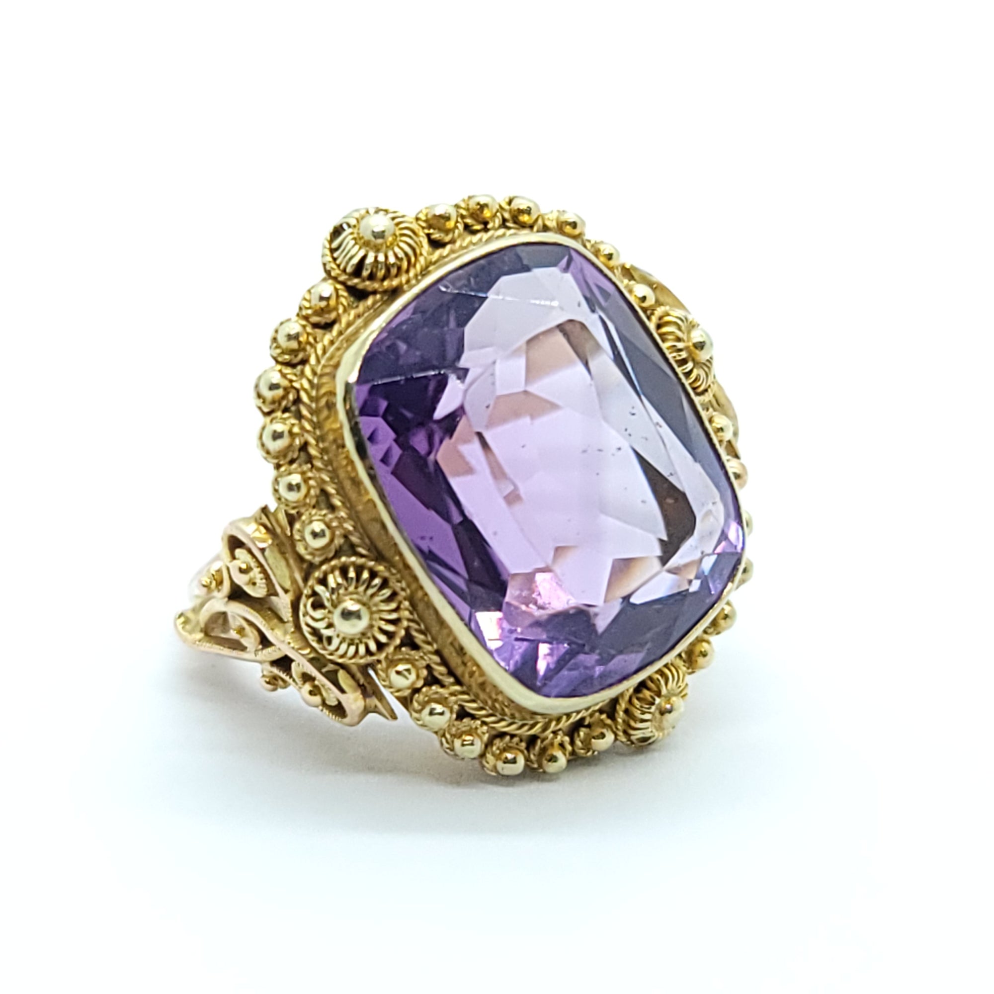 ANTIQUE VICTORION AMETHYST RING 14K YELLOW GOLD LADIES