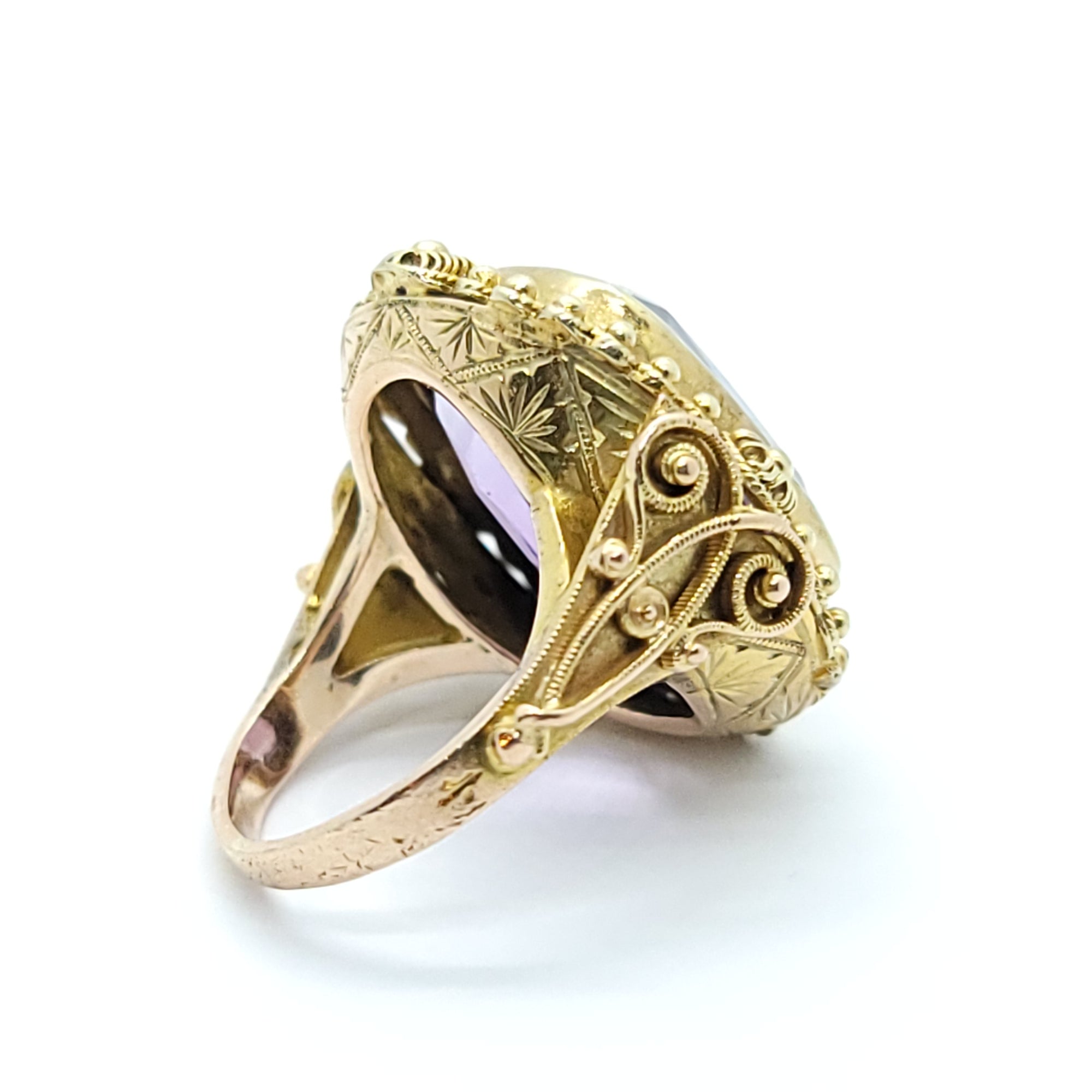 ANTIQUE VICTORION AMETHYST RING 14K YELLOW GOLD LADIES