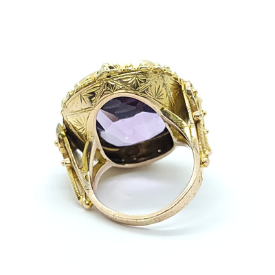 ANTIQUE VICTORION AMETHYST RING 14K YELLOW GOLD LADIES