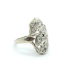 ANTIQUE 14k WHITE GOLD DOUBLE HEART COCKTAIL DIAMOND RING