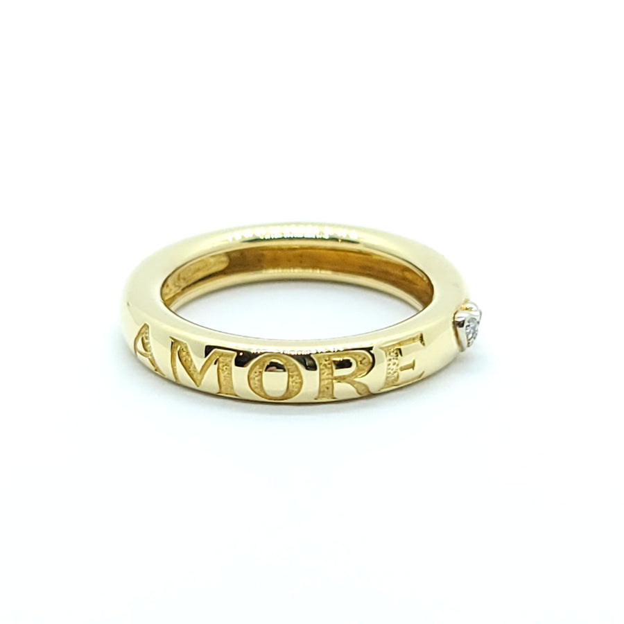MODERN AMORE "LOVE" BAND 18k YELLOW  AND DIAMOND GOLD  RING