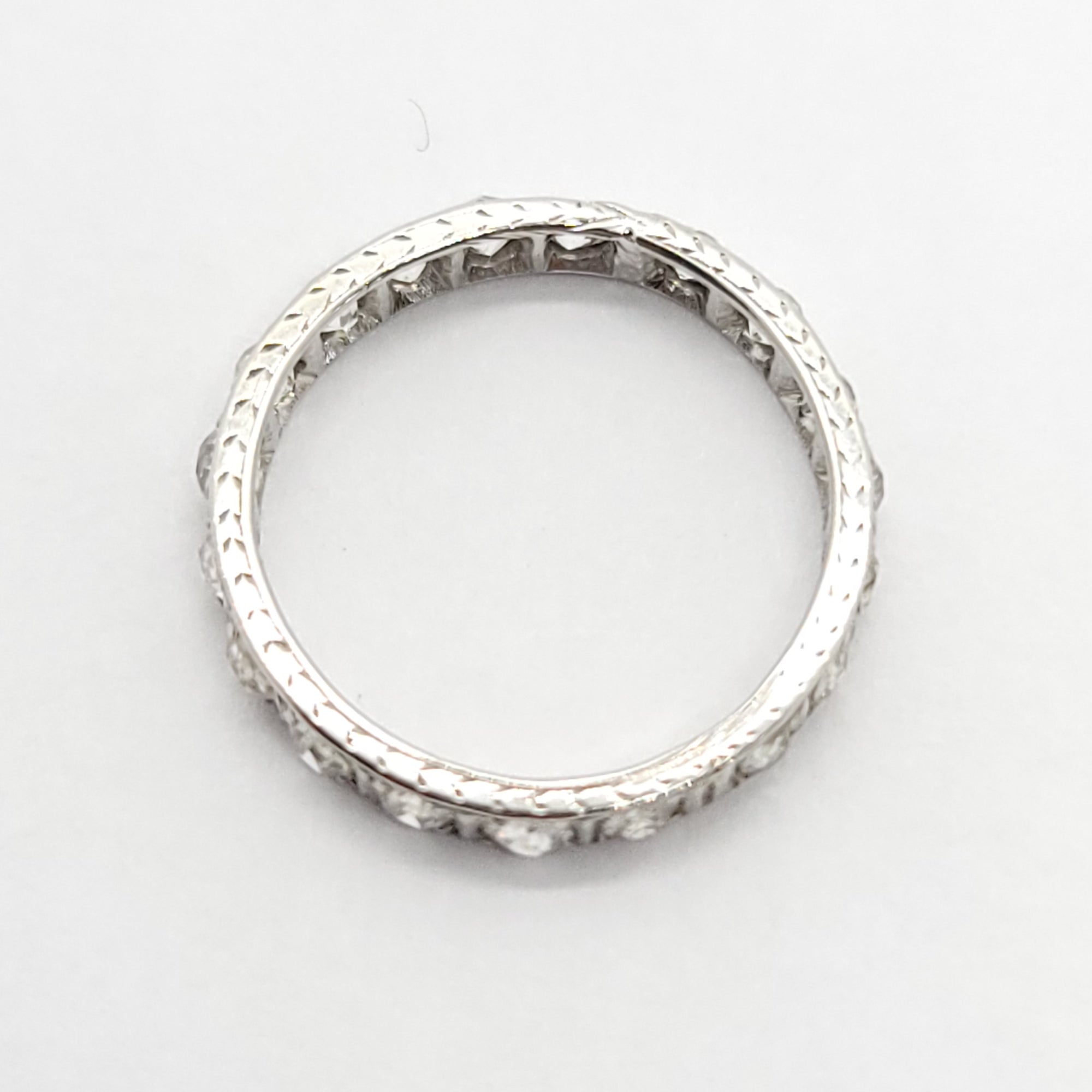 ANTIQUE ETERNITY EUROPEAN CUT DIAMOND WEDDING BAND PLATINUM RING