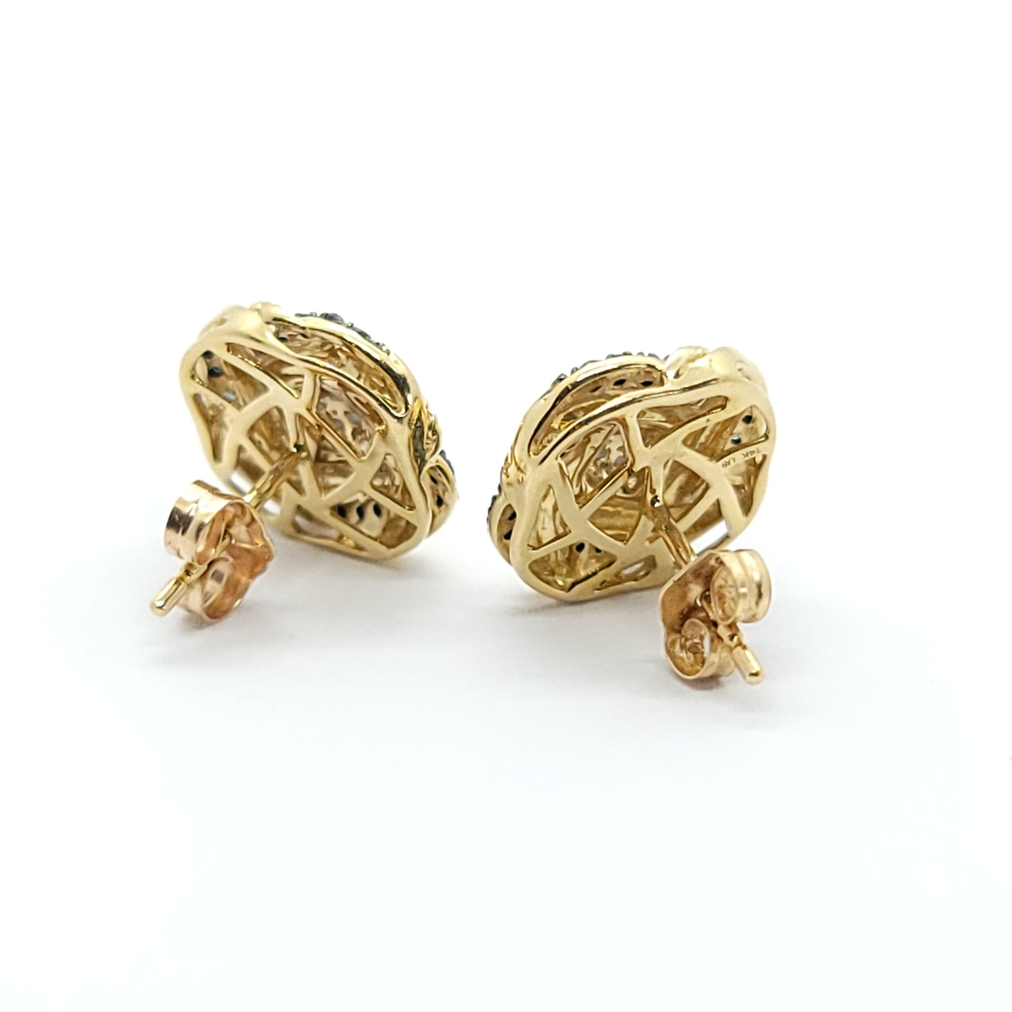 LOVE KNOT EARRINGS BLUE & WHITE DIAMONDS 14k YELLOW GOLD