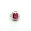 ANTIQUE ART DECO FILIGREE RING DIAMOND AND RUBY IN 18k WHITE GOLD