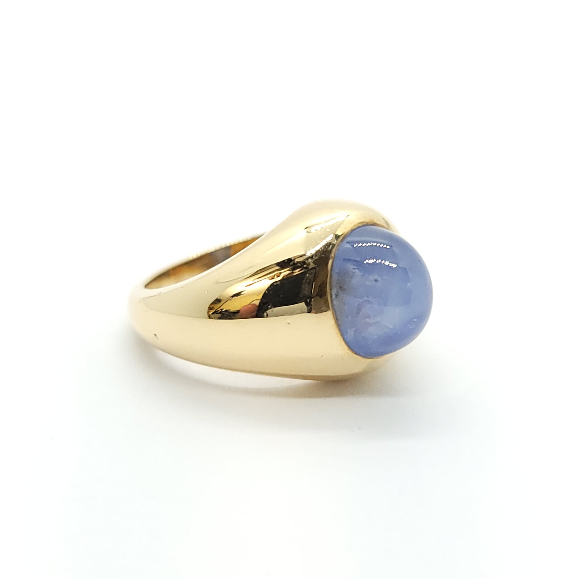 ANTIQUE MENS BLUE STAR SAPPHIRE RING 14K YELLOW GOLD SOLID