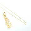 PAPER CLIP TASSEL 14K YELLOW GOLD NECKLACE CABLE CHAIN