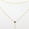 BEADED BY THE YARD DOUBLE CHAIN LARIAT 14K YELLOW GOLD NECKLACE
