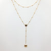 BEADED BY THE YARD DOUBLE CHAIN LARIAT 14K YELLOW GOLD NECKLACE