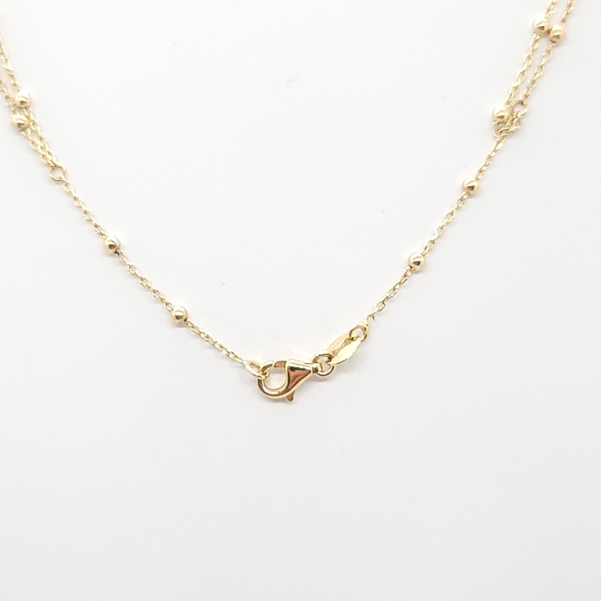 BEADED BY THE YARD DOUBLE CHAIN LARIAT 14K YELLOW GOLD NECKLACE