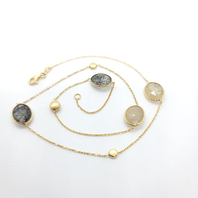 14K YELLOW GOLD BY THE YARD RUTILATED QUARTZ NECKLACE