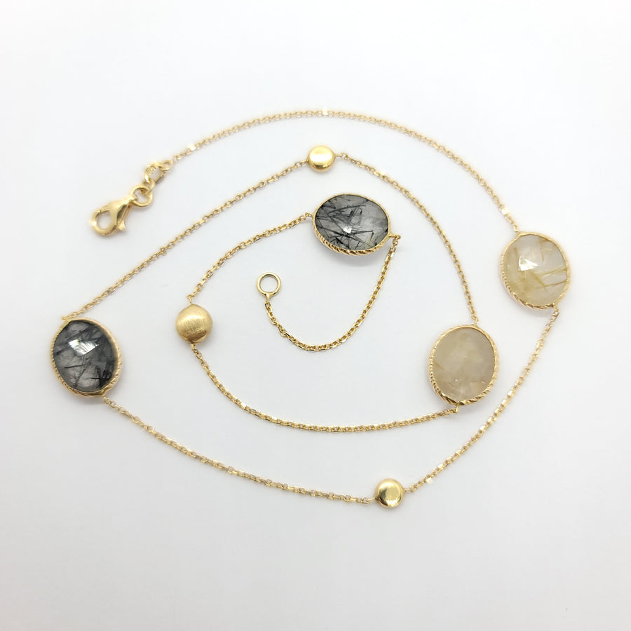 14K YELLOW GOLD BY THE YARD RUTILATED QUARTZ NECKLACE