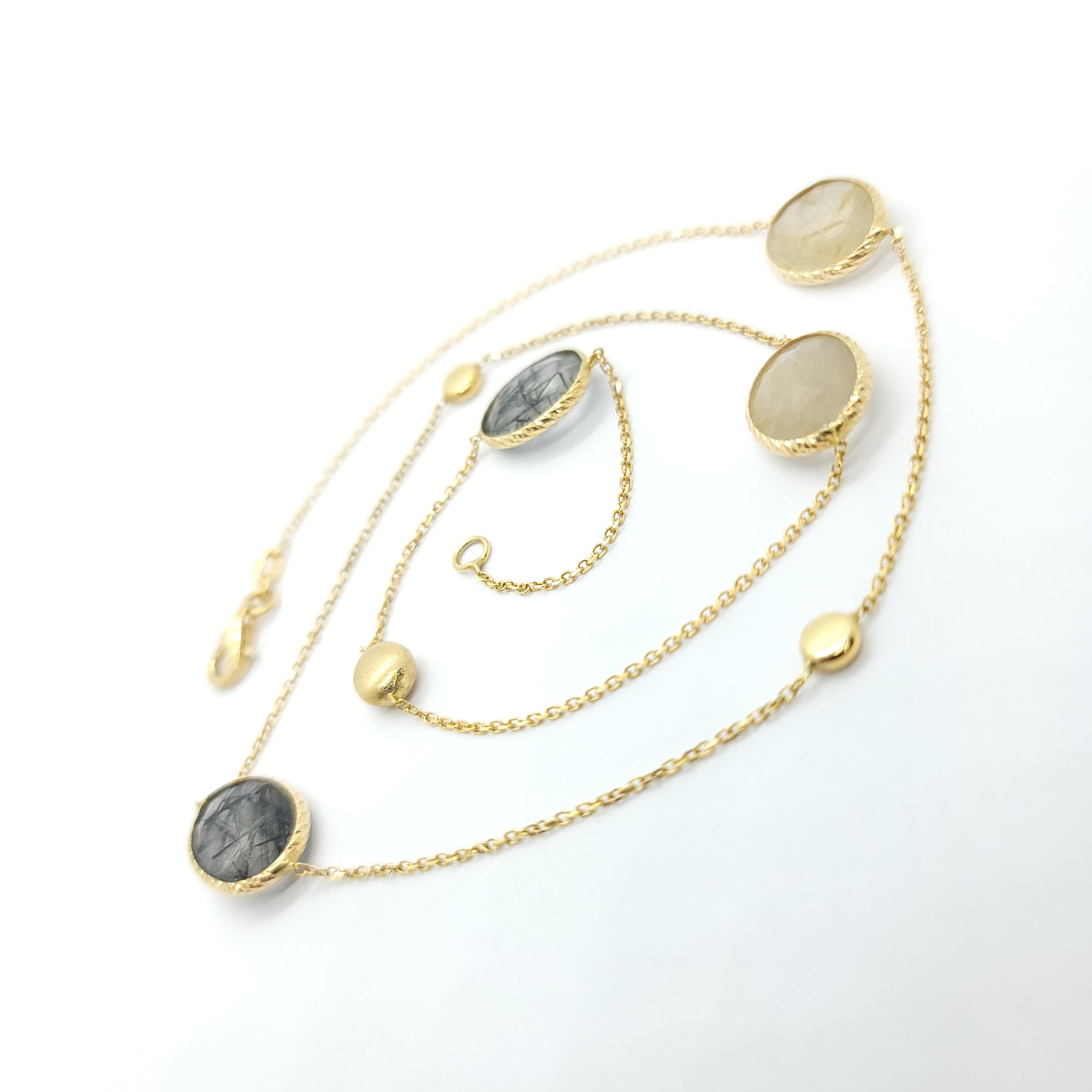 14K YELLOW GOLD BY THE YARD RUTILATED QUARTZ NECKLACE