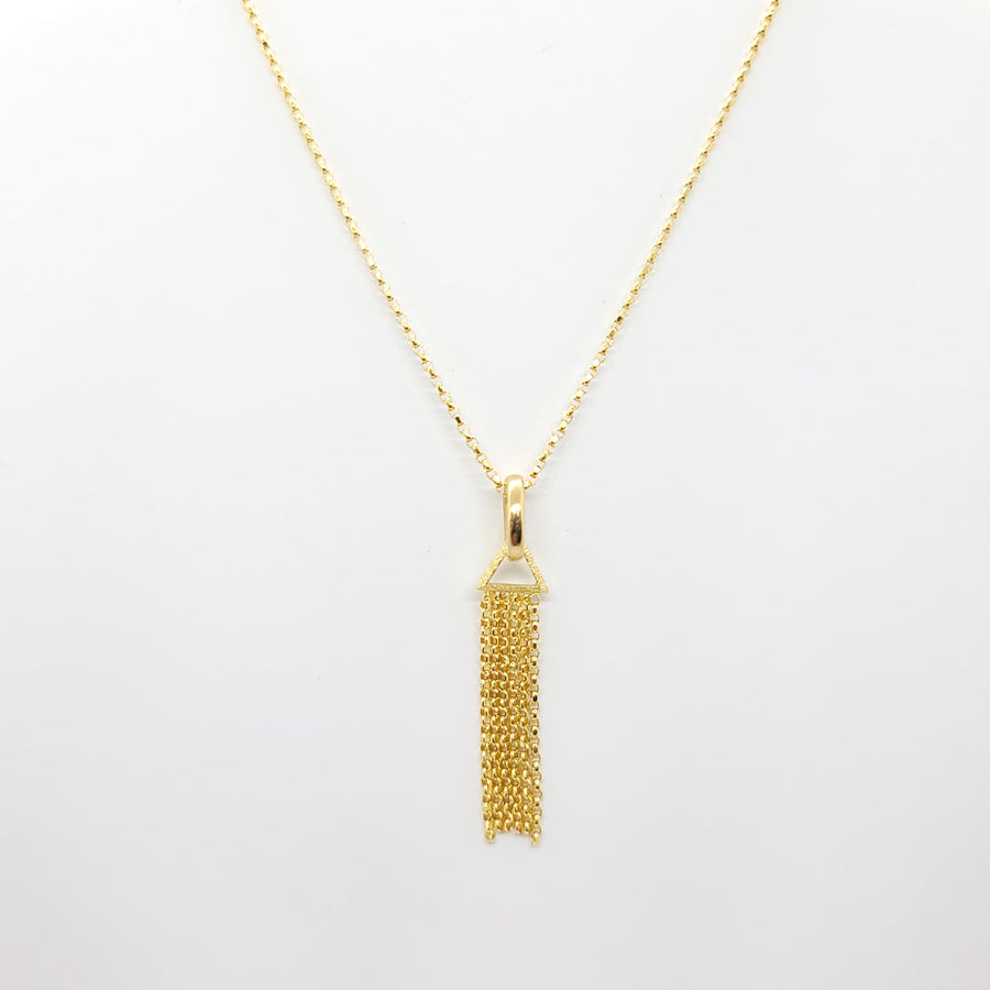 CABLE CHAIN DROP LARIAT 14K YELLOW GOLD NECKLACE