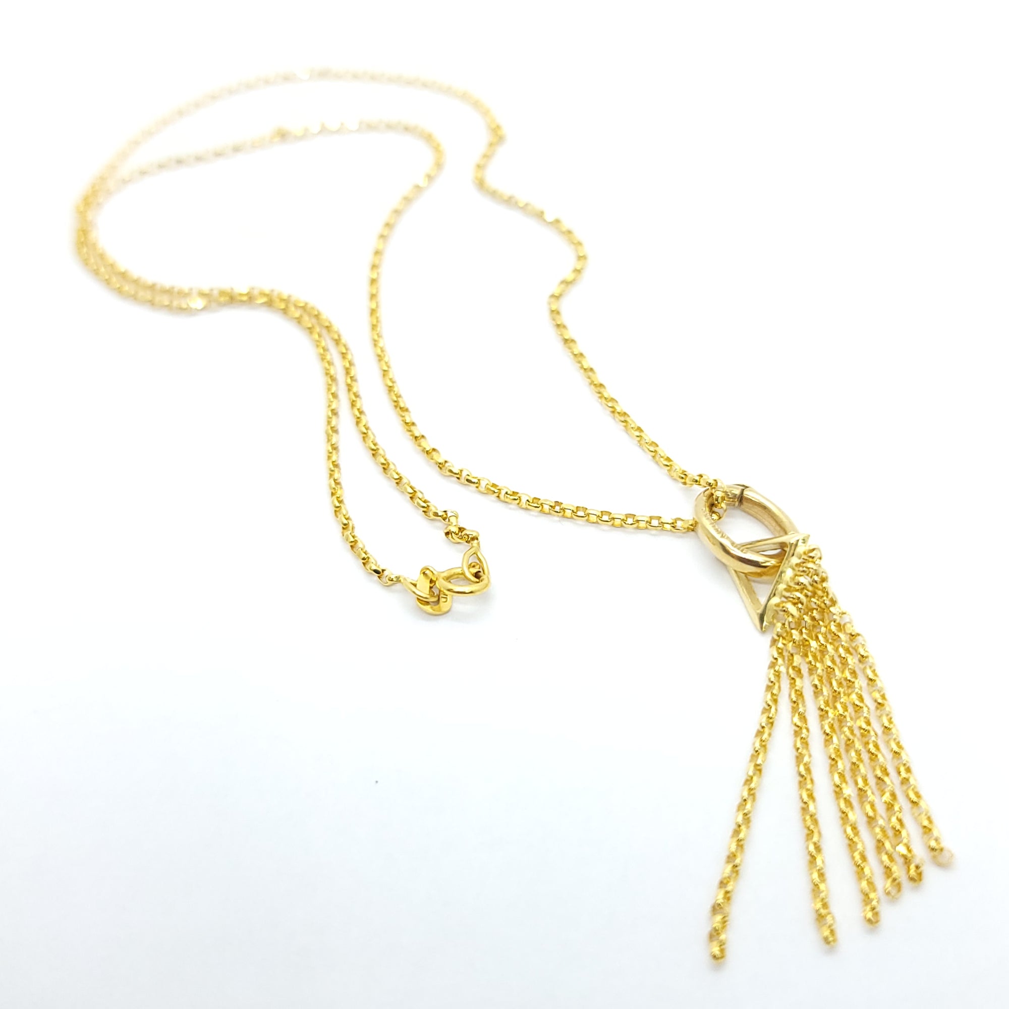 CABLE CHAIN DROP LARIAT 14K YELLOW GOLD NECKLACE