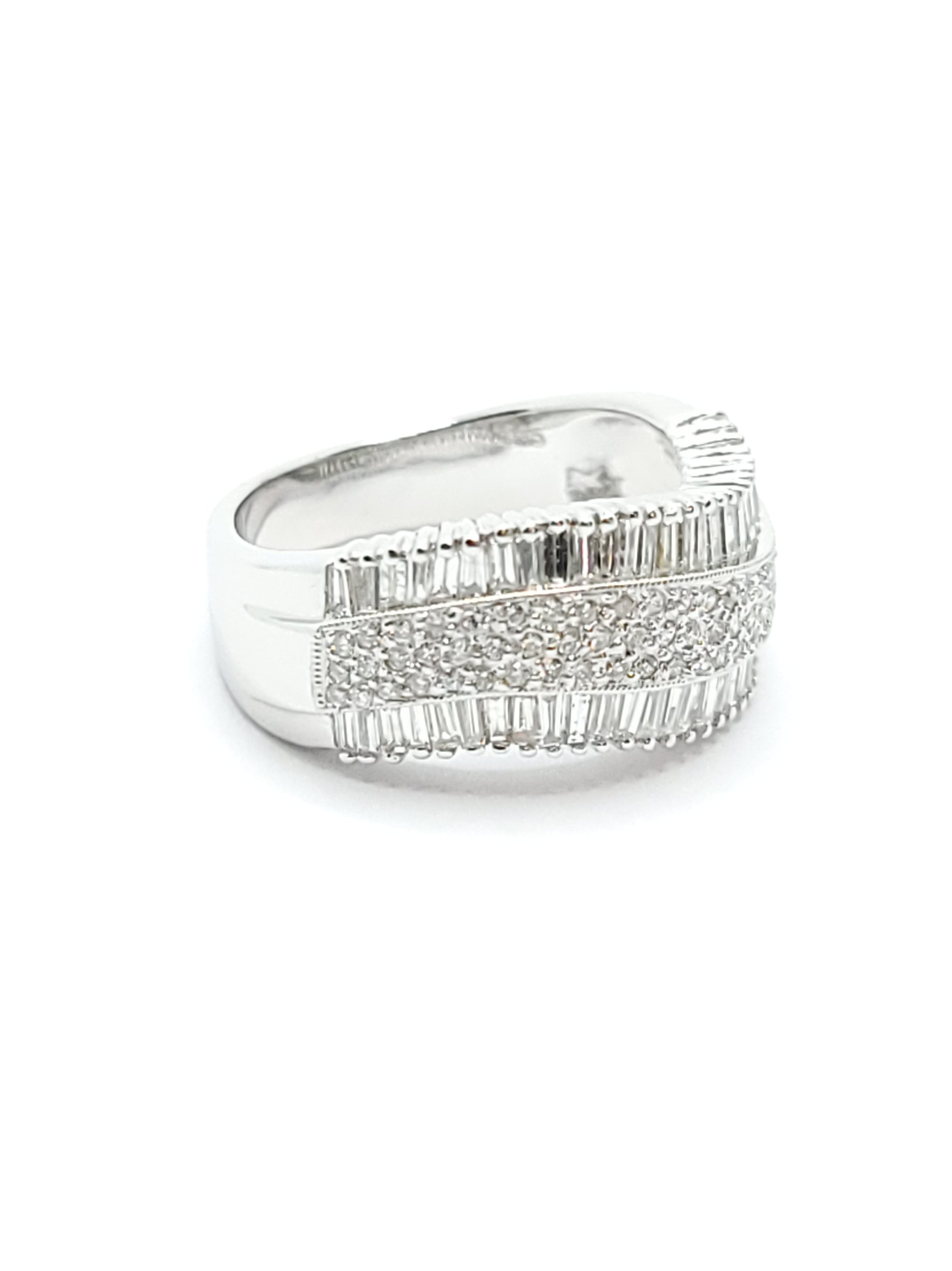 Www 14k white  GOLD wave  DIAMOND ring