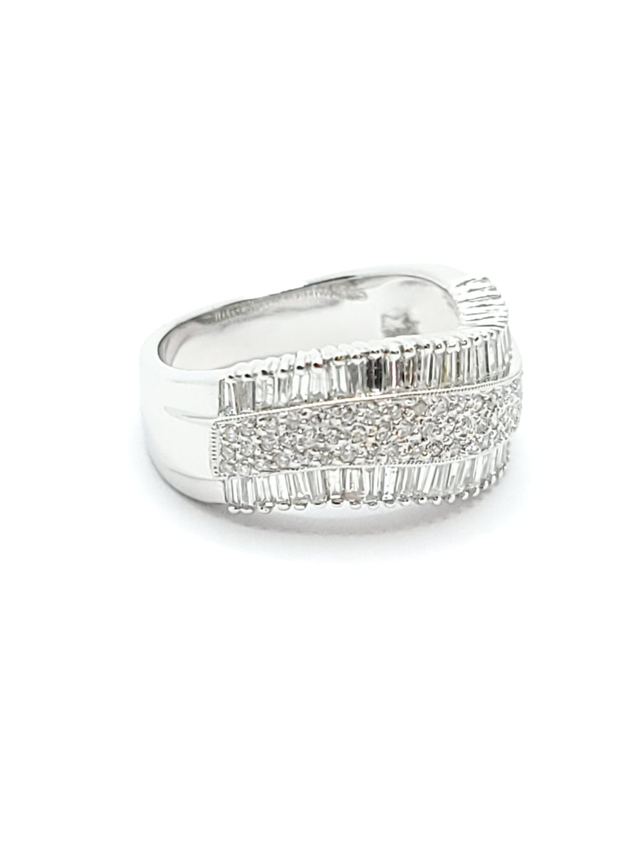 Www 14k white  GOLD wave  DIAMOND ring