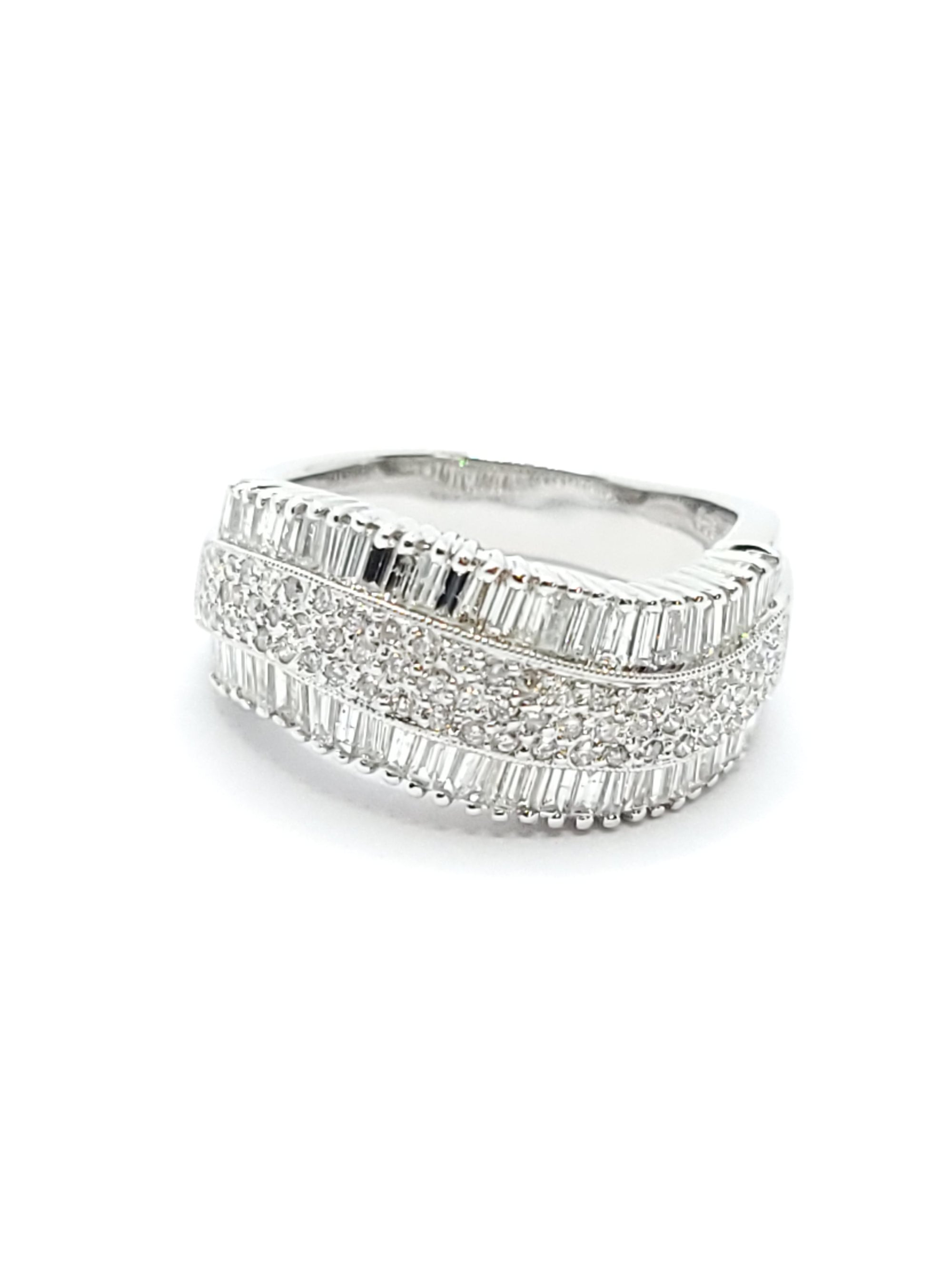 Www 14k white  GOLD wave  DIAMOND ring