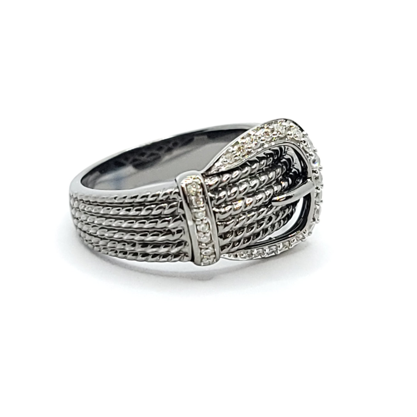14k BLACK GOLD DIAMOND BELT BUCKLE RING