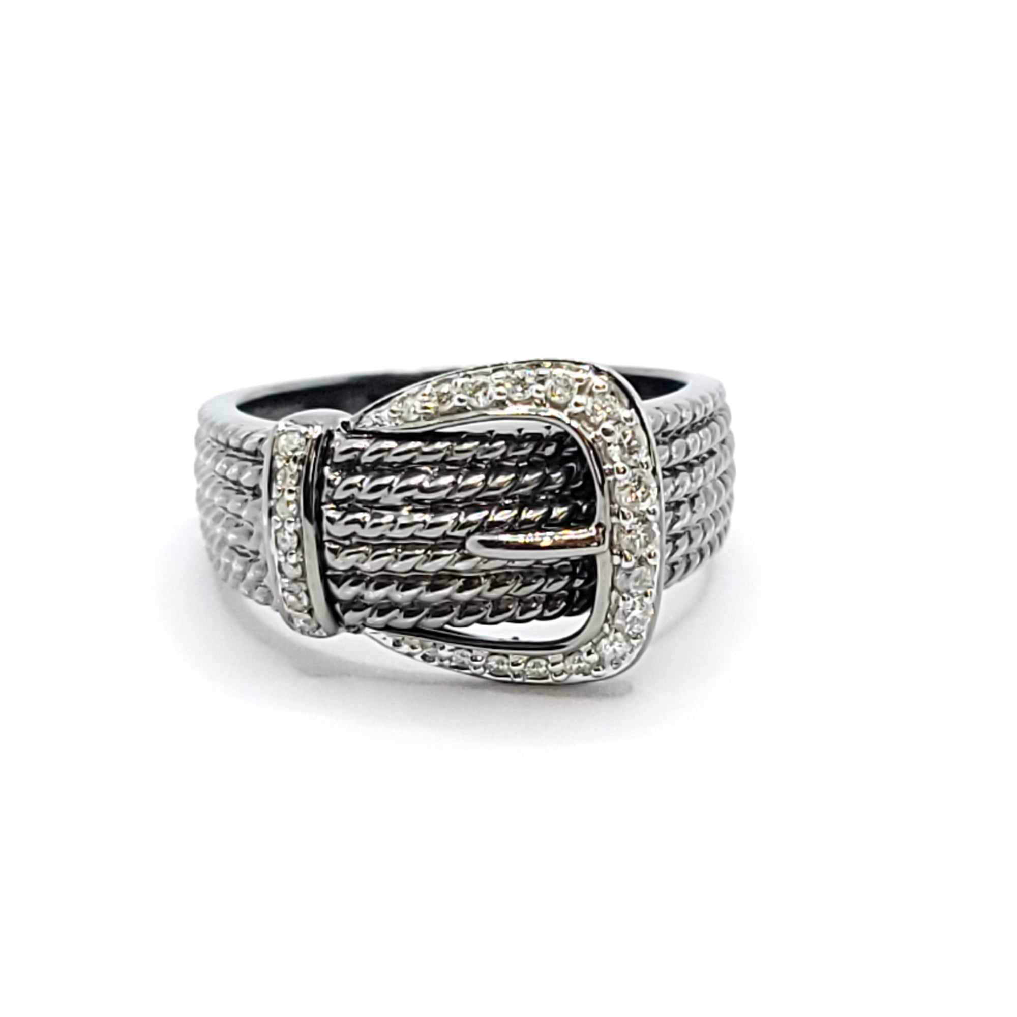 14k BLACK GOLD DIAMOND BELT BUCKLE RING