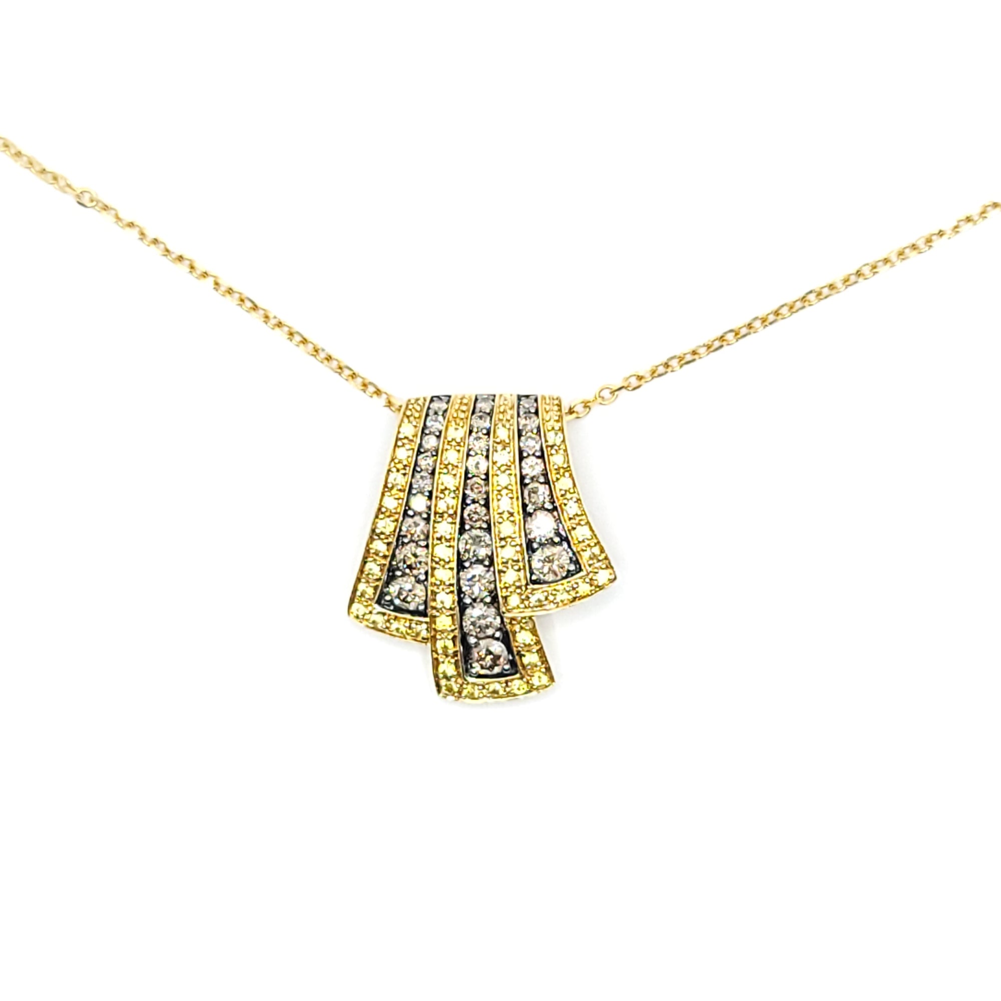 CHOCOLATE DIAMOND AND YELLOW SAPPHIRE 14K YELLOW GOLD PENDANT
