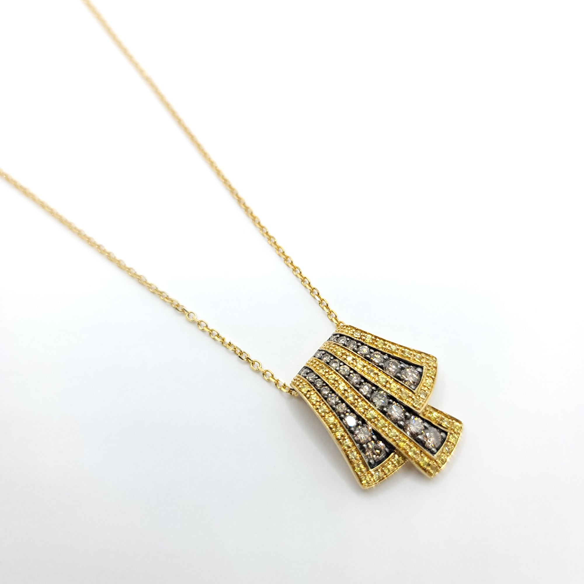 CHOCOLATE DIAMOND AND YELLOW SAPPHIRE 14K YELLOW GOLD PENDANT