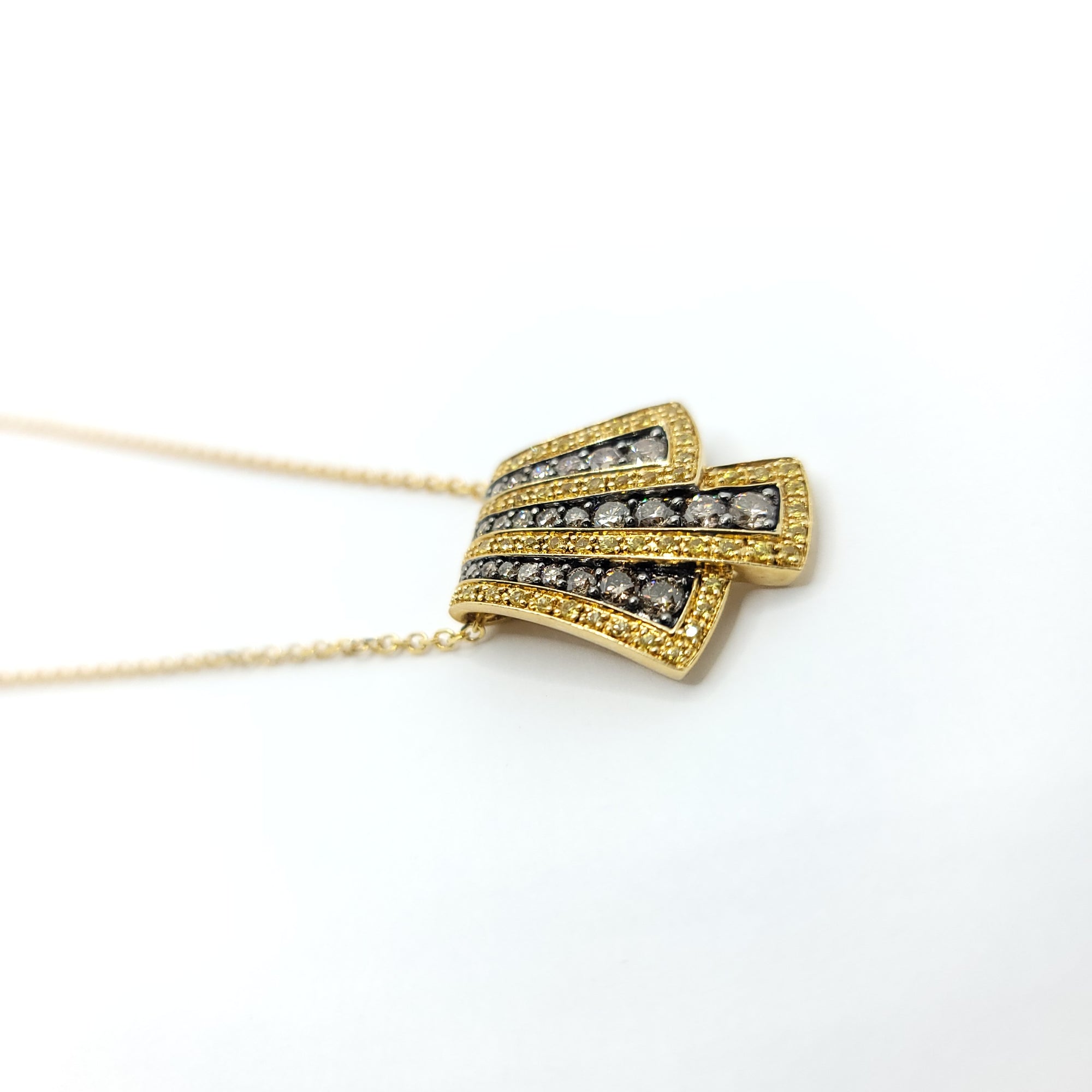 CHOCOLATE DIAMOND AND YELLOW SAPPHIRE 14K YELLOW GOLD PENDANT