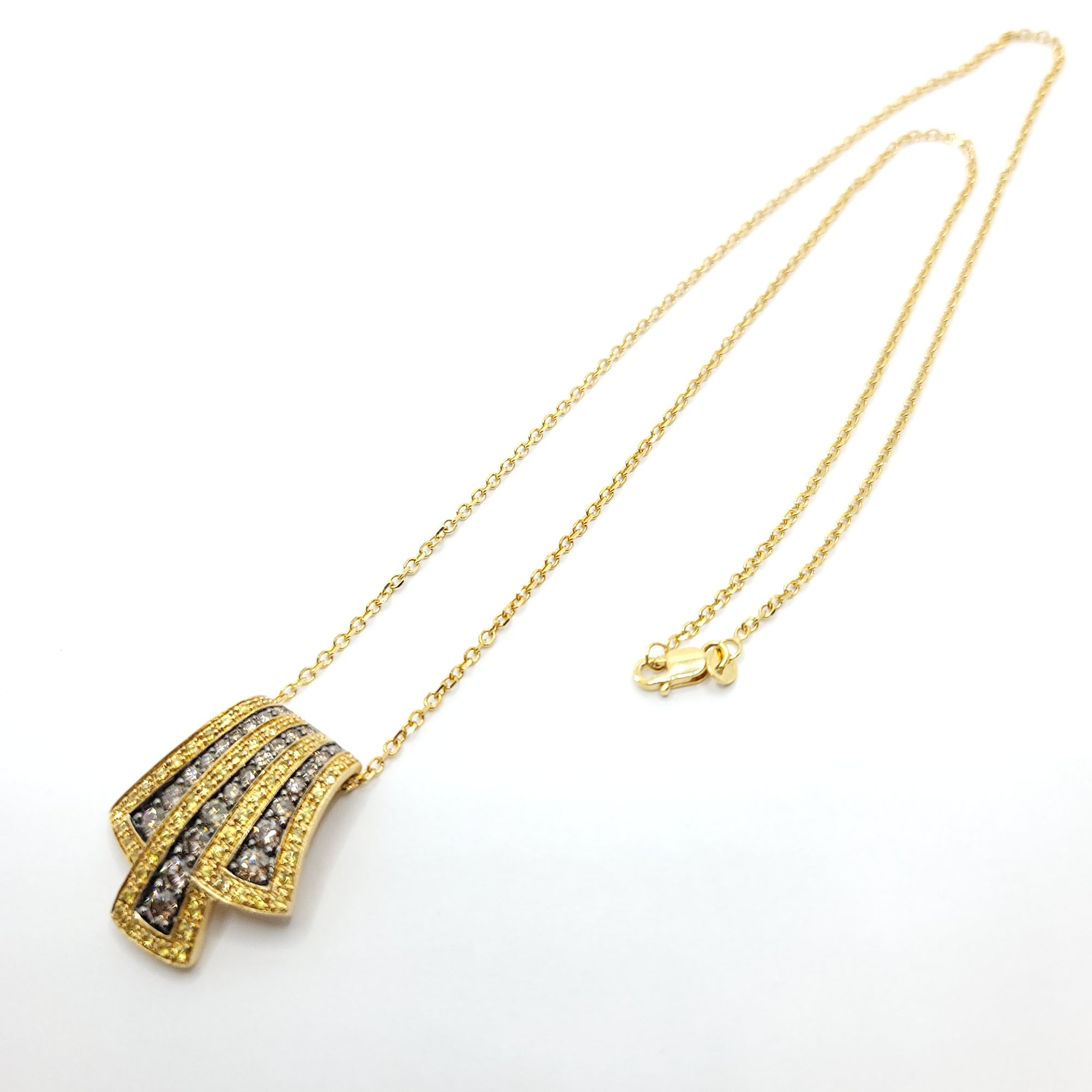 CHOCOLATE DIAMOND AND YELLOW SAPPHIRE 14K YELLOW GOLD PENDANT