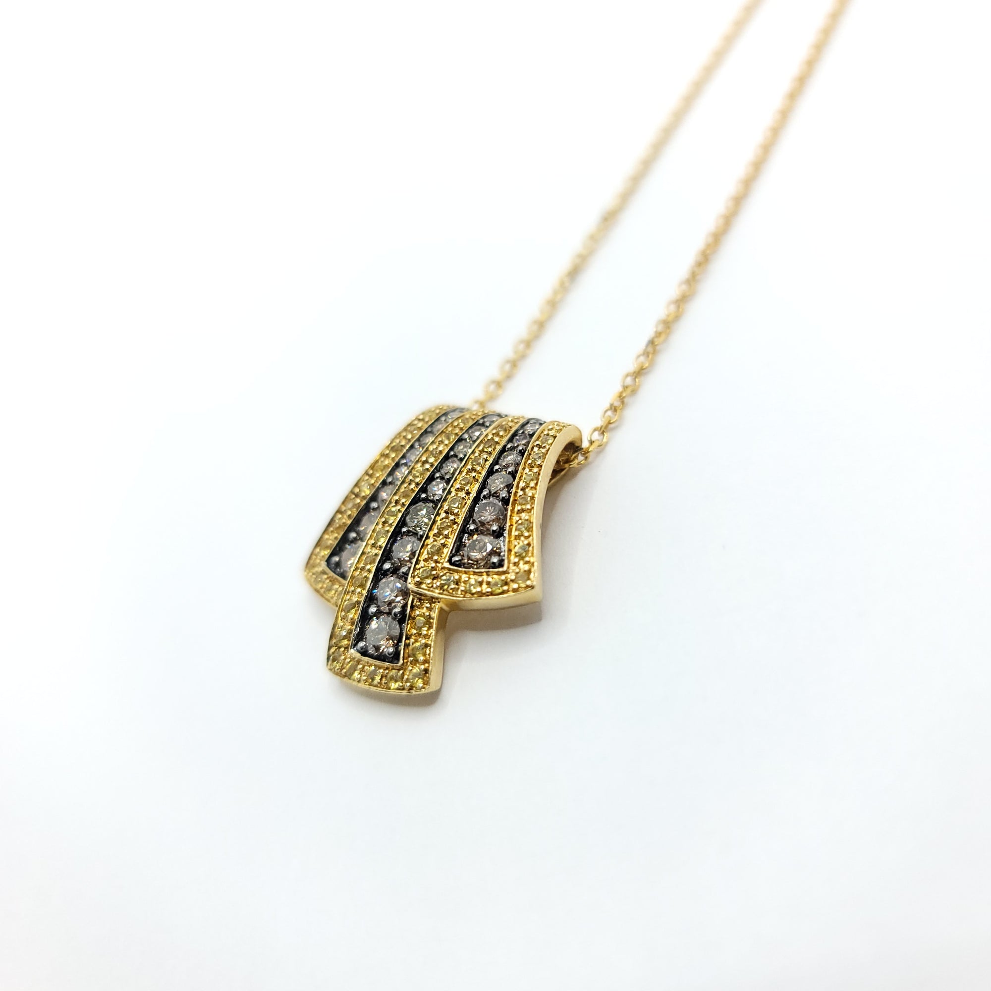 CHOCOLATE DIAMOND AND YELLOW SAPPHIRE 14K YELLOW GOLD PENDANT