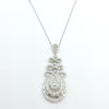 BOW DESIGN CLUSTER DIAMOND 14k WHITE GOLD BAGUETTE AND ROUND PENDANT WITH 14K WHITE GOLD CHAIN