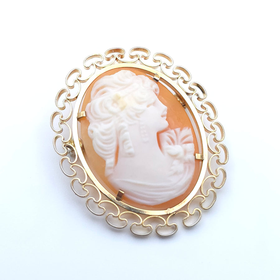 ANTIQUE 14K YELLOW GOLD LADYS PIN BROOCH