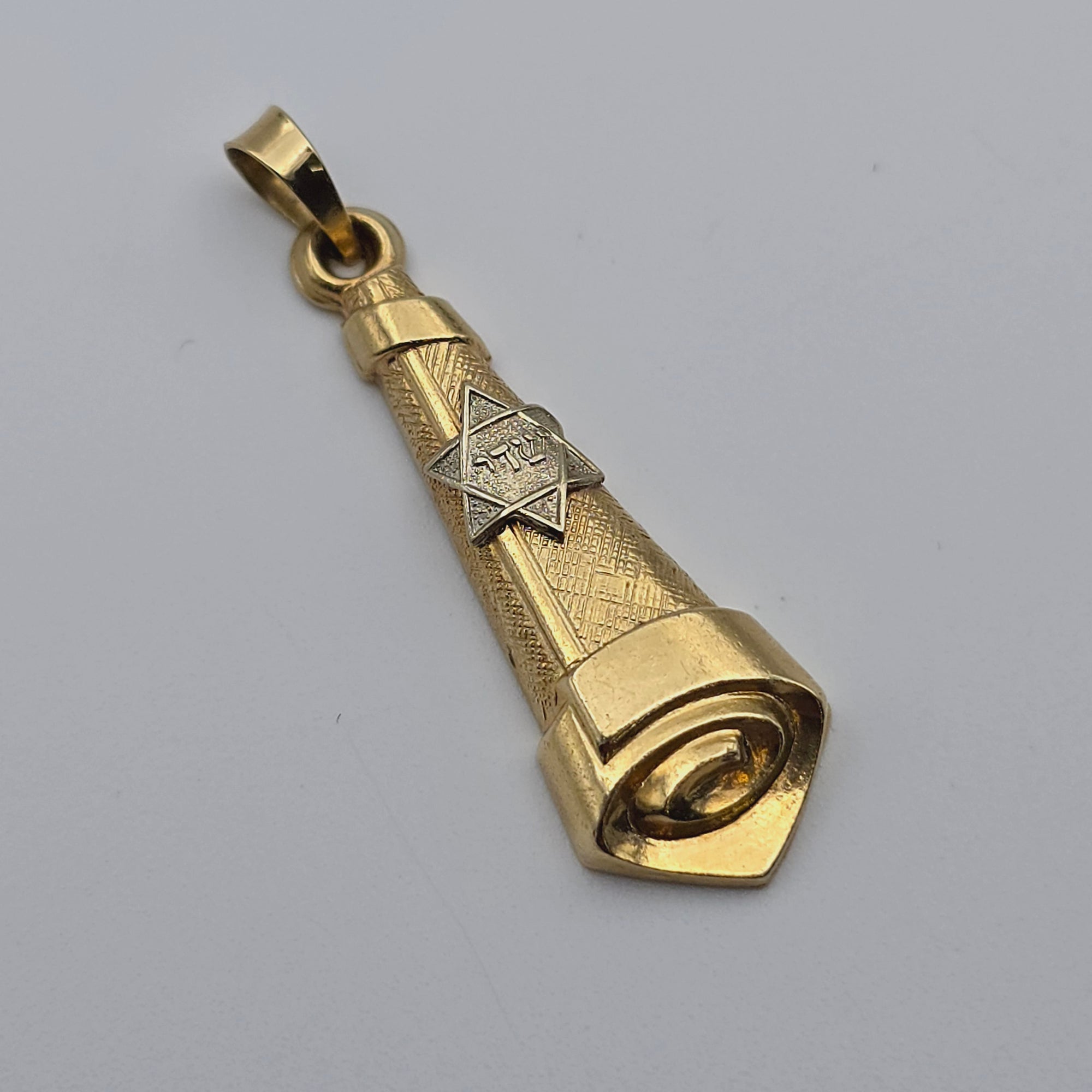 ANTIQUE 14K YELLOW GOLD JEWISH MEZUZAH