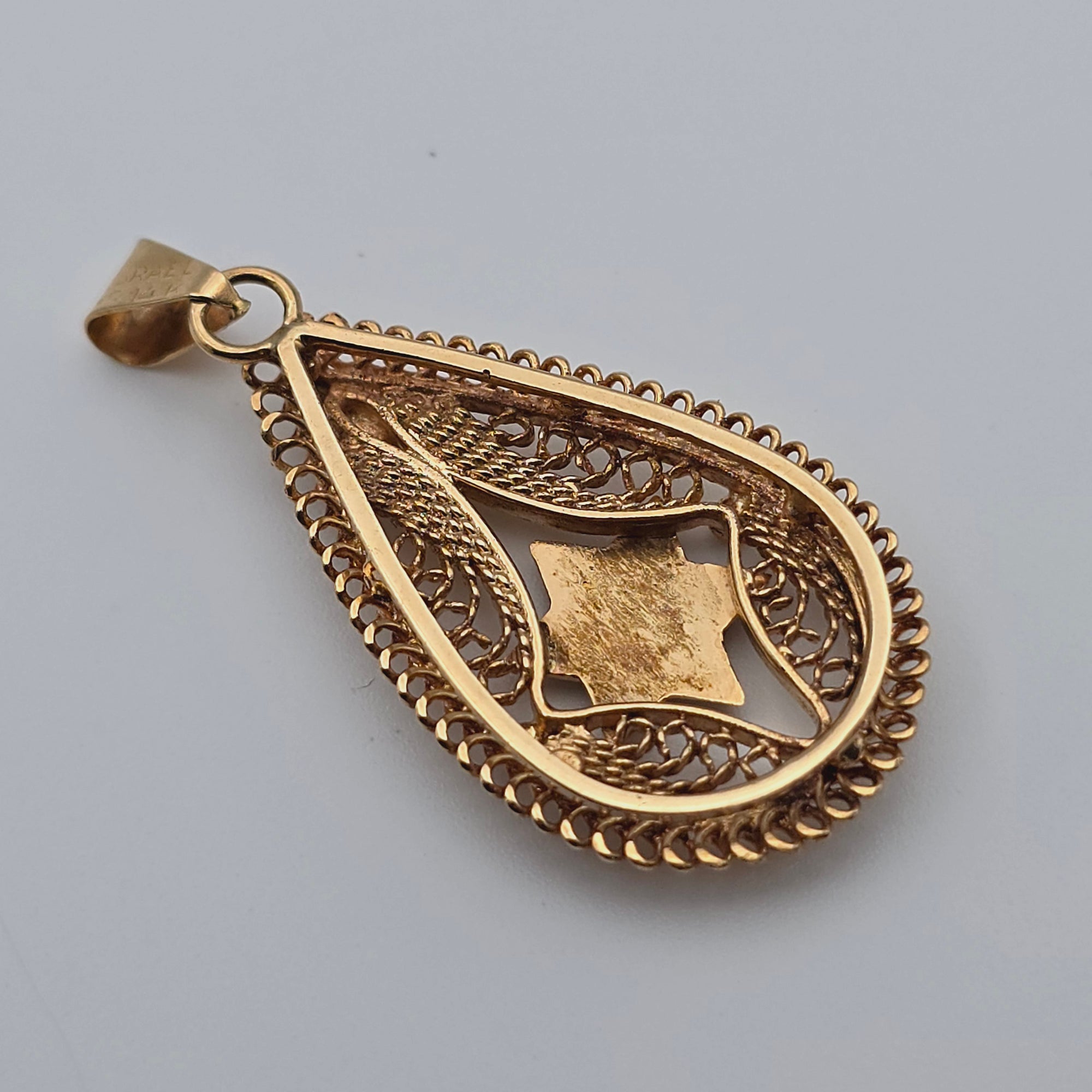 ANTIQUE 14K ROSE GOLD ENAMEL JEWISH STAR