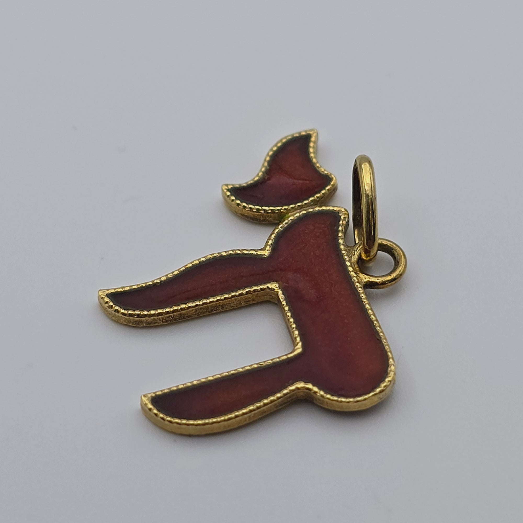 ANTIQUE 14K YELLOW GOLD ENAMEL JEWISH CHAI