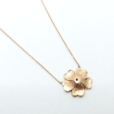 14K ROSE GOLD FLOWER AND DIAMOND NECKLACE