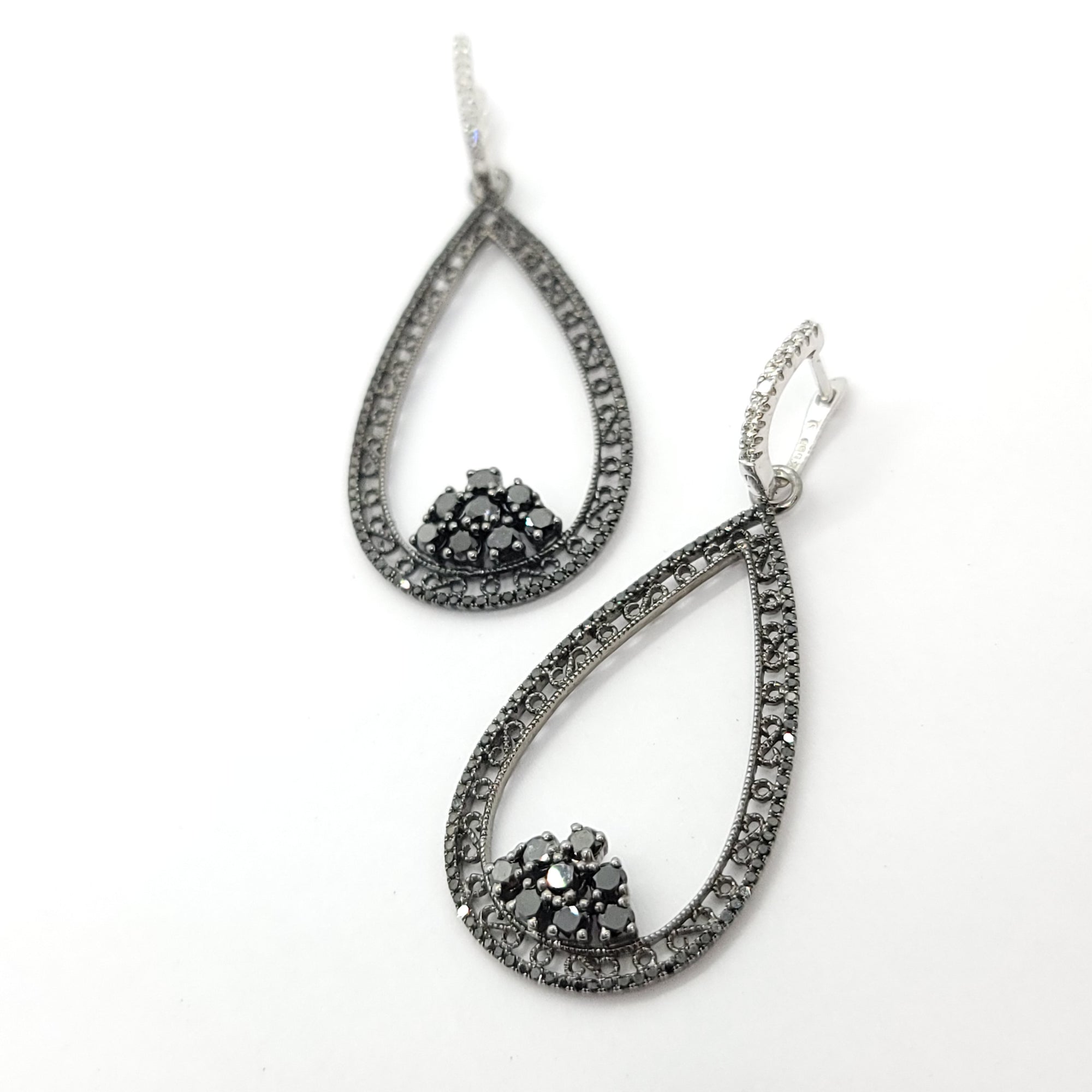 14K BLACK AND WHITE GOLD DIAMOND BLACK WHITE AND DIAMONDS EARRINGS
