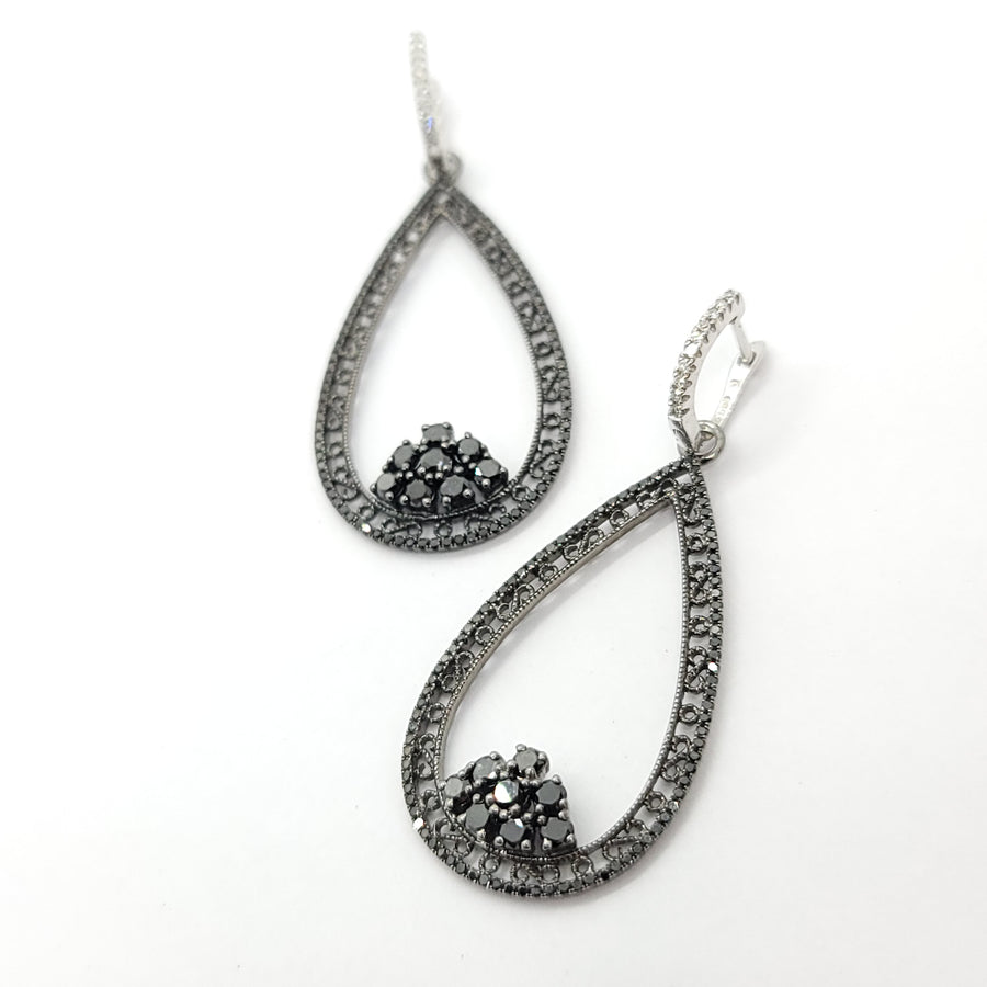 14K BLACK AND WHITE GOLD DIAMOND BLACK WHITE AND DIAMONDS EARRINGS