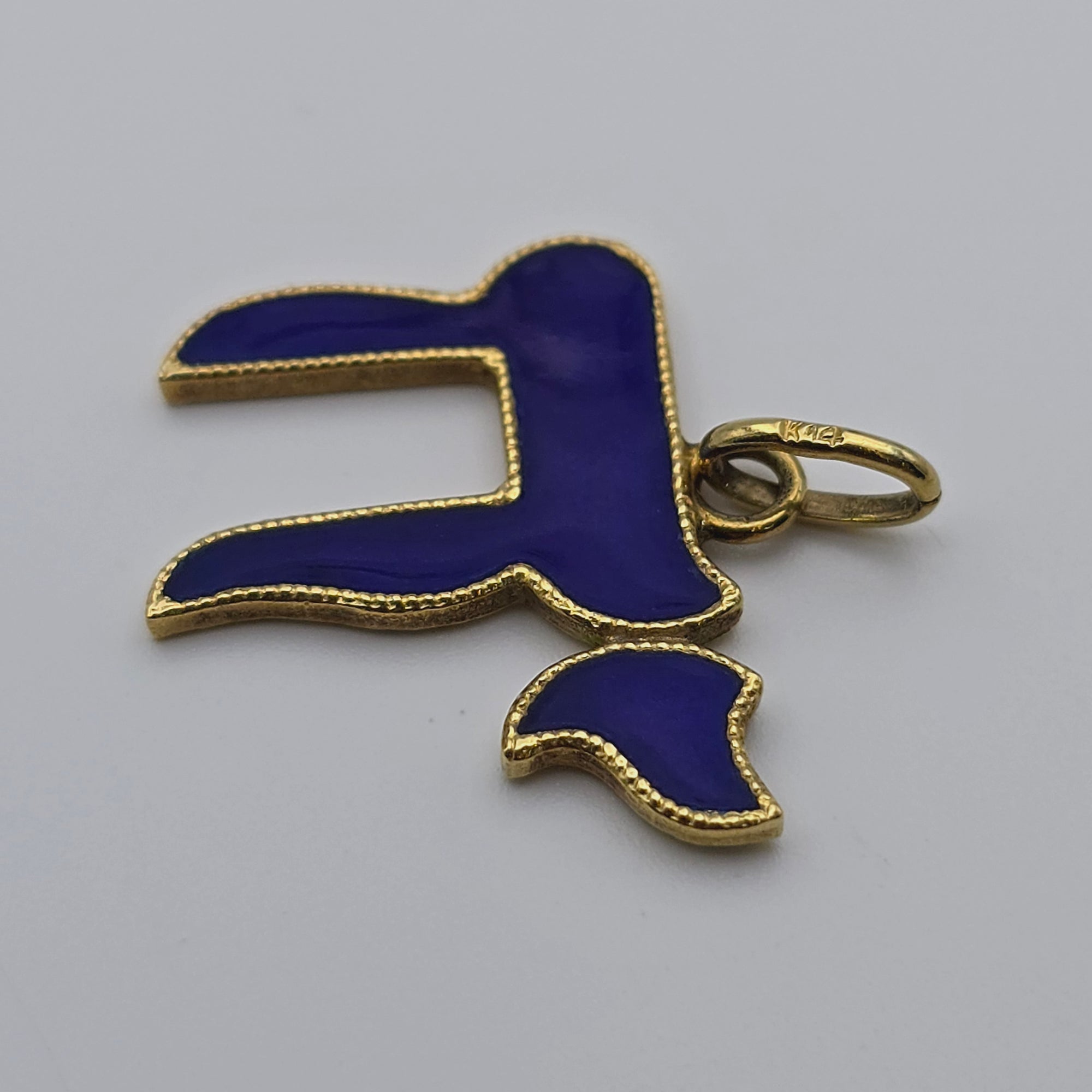 ANTIQUE 14K YELLOW GOLD ENAMEL JEWISH CHAI