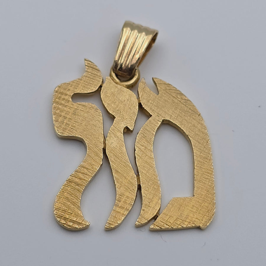 ANTIQUE 14K YELLOW GOLD JEWISH MAZAL CHARM PENDANT