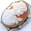 ANTIQUE ART DECO CAMEO 14K WHITE GOLD LADYS  PIN BROOCH PENDENT