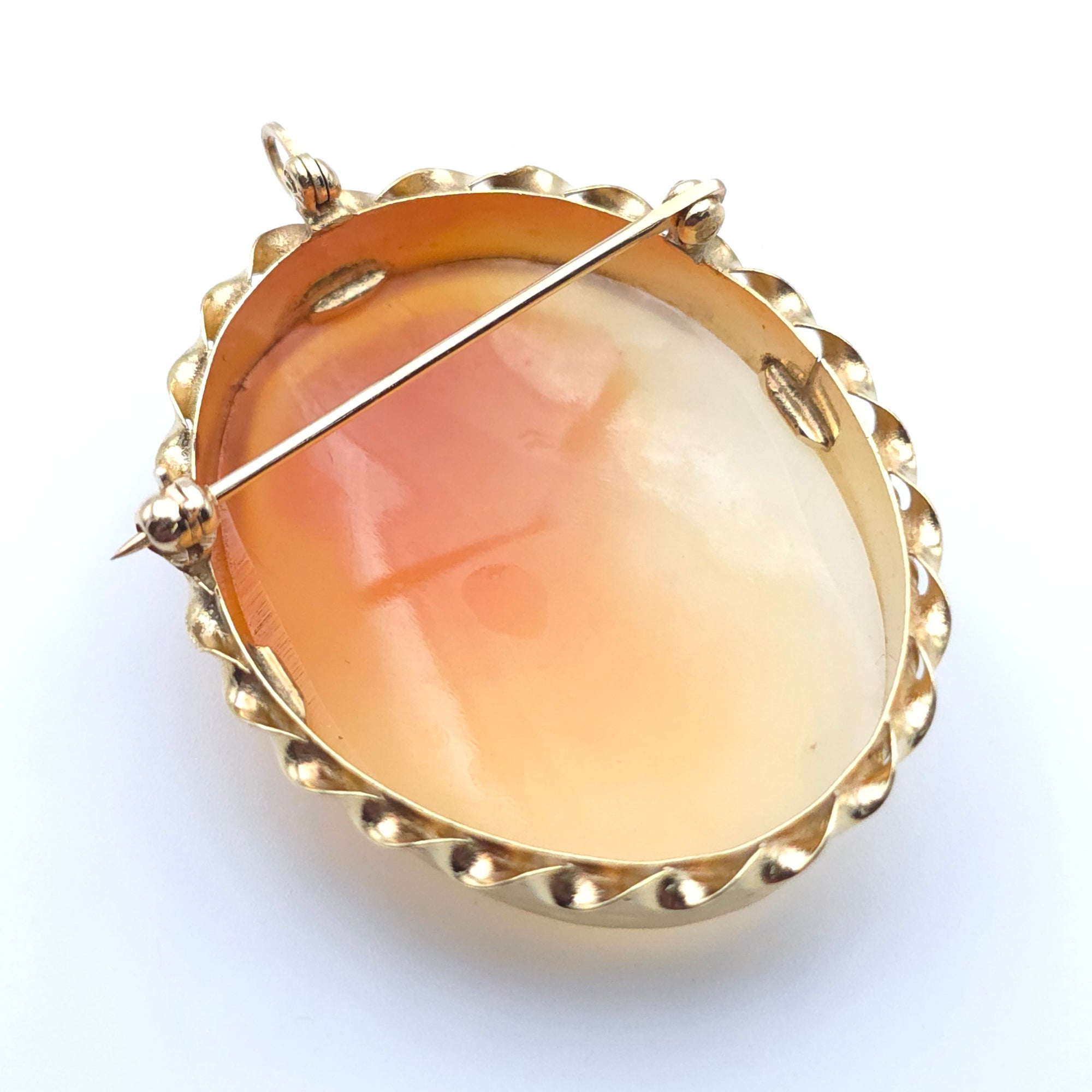 ANTIQUE CAMEO 14K YELLOW GOLD LADYS  PIN BROOCH PENDENT