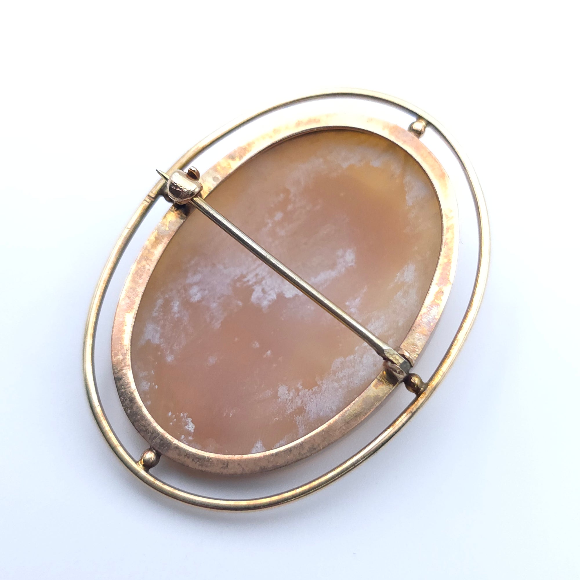ANTIQUE CAMEO 14K YELLOW GOLD LADYS PIN BROOCH