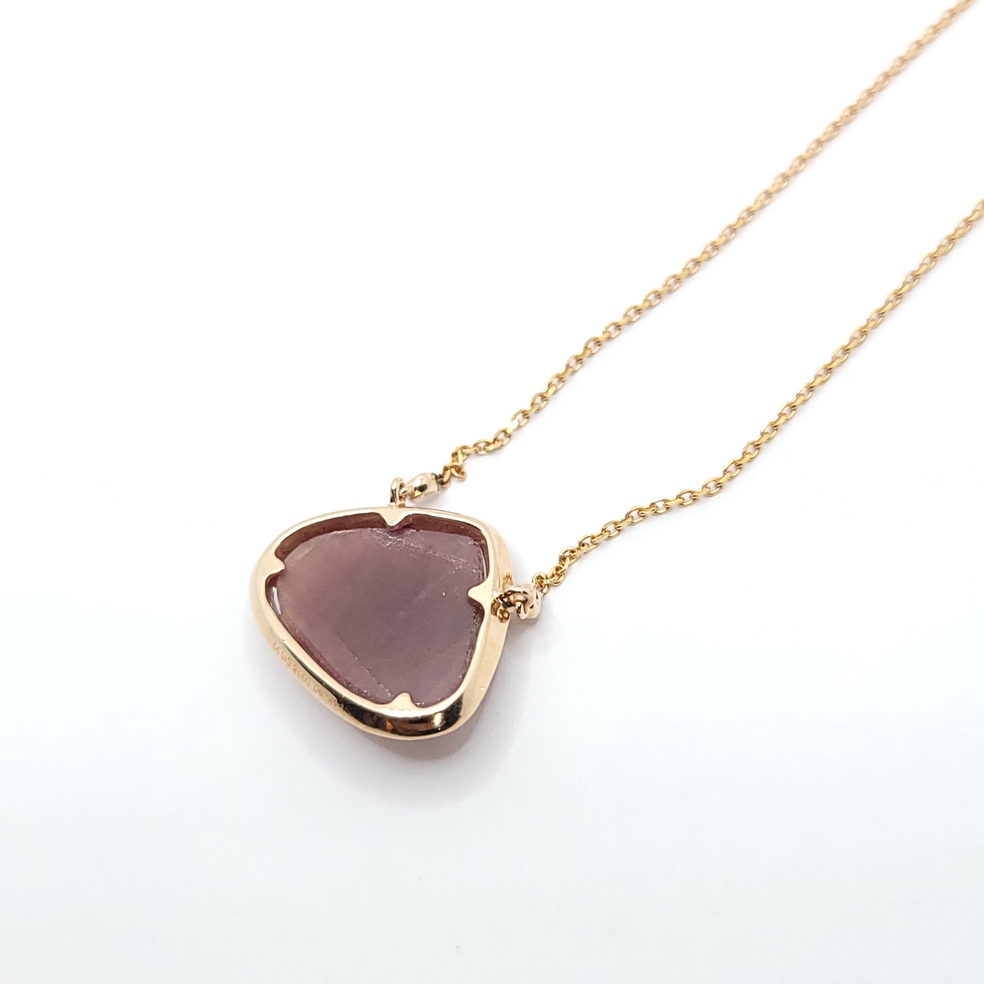 14K ROSE GOLD RUBY & DIAMONDS CHECKERBOARD  PENDANT AND CHAIN