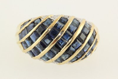 SHRIMP STYLE 14K YELLOW GOLD 2.50CTW SAPPHIRE & DIAMOND RING BAND