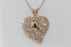 ESTATE 14K YELLOW GOLD DIAMOND PAVE HEART PENDENT 1.00 CT & 14K GOLD CHAIN 14CT