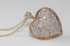 ESTATE 10K Y & W GOLD DIAMOND PAVE HEART PENDENT 1.00 CT & 14K GOLD CHAIN 10CT